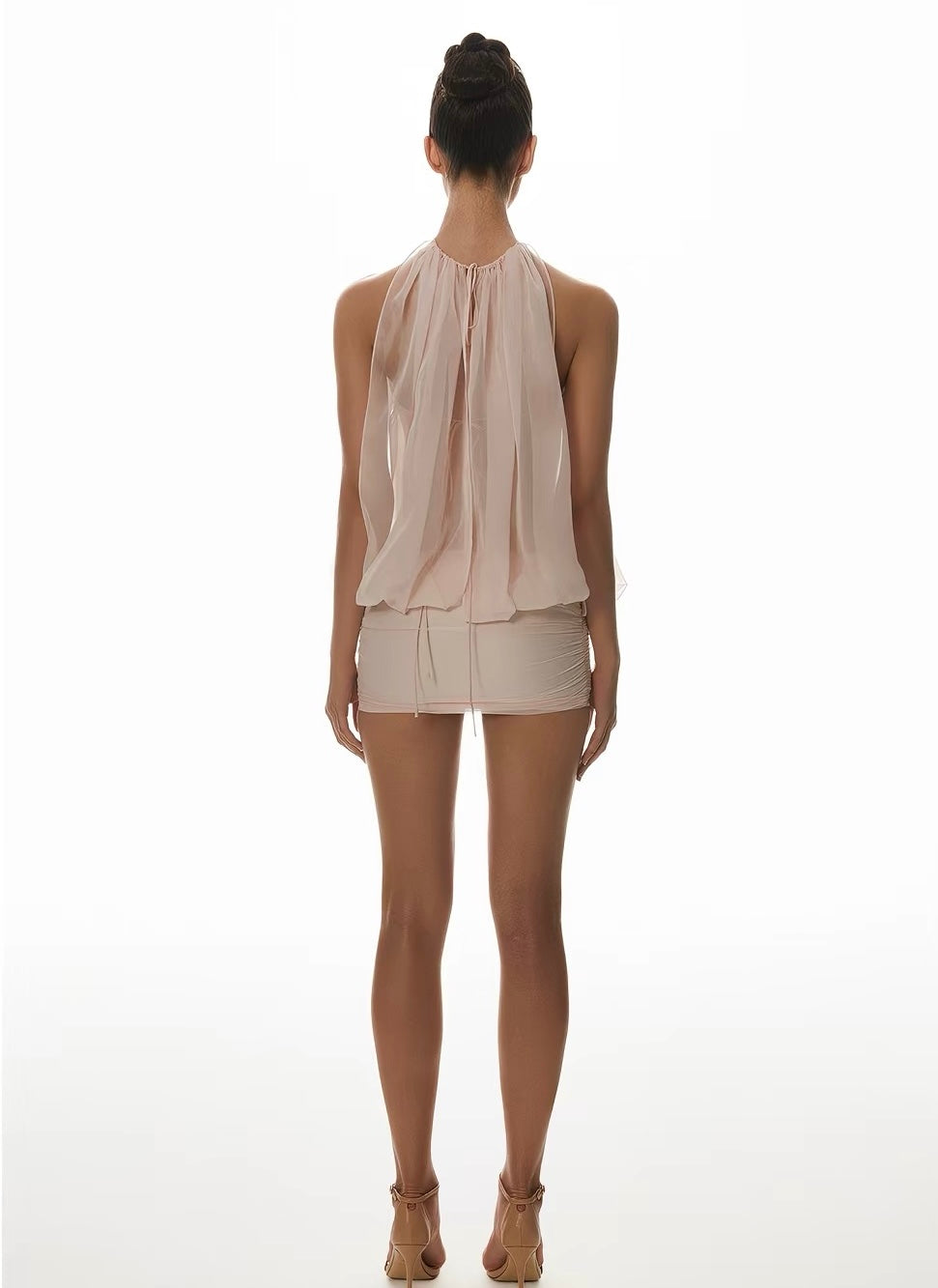 Aveline® Rosé Chiffon Drape Mini Dress