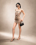 Aveline® Champagne Drape Strapless Mini Dress