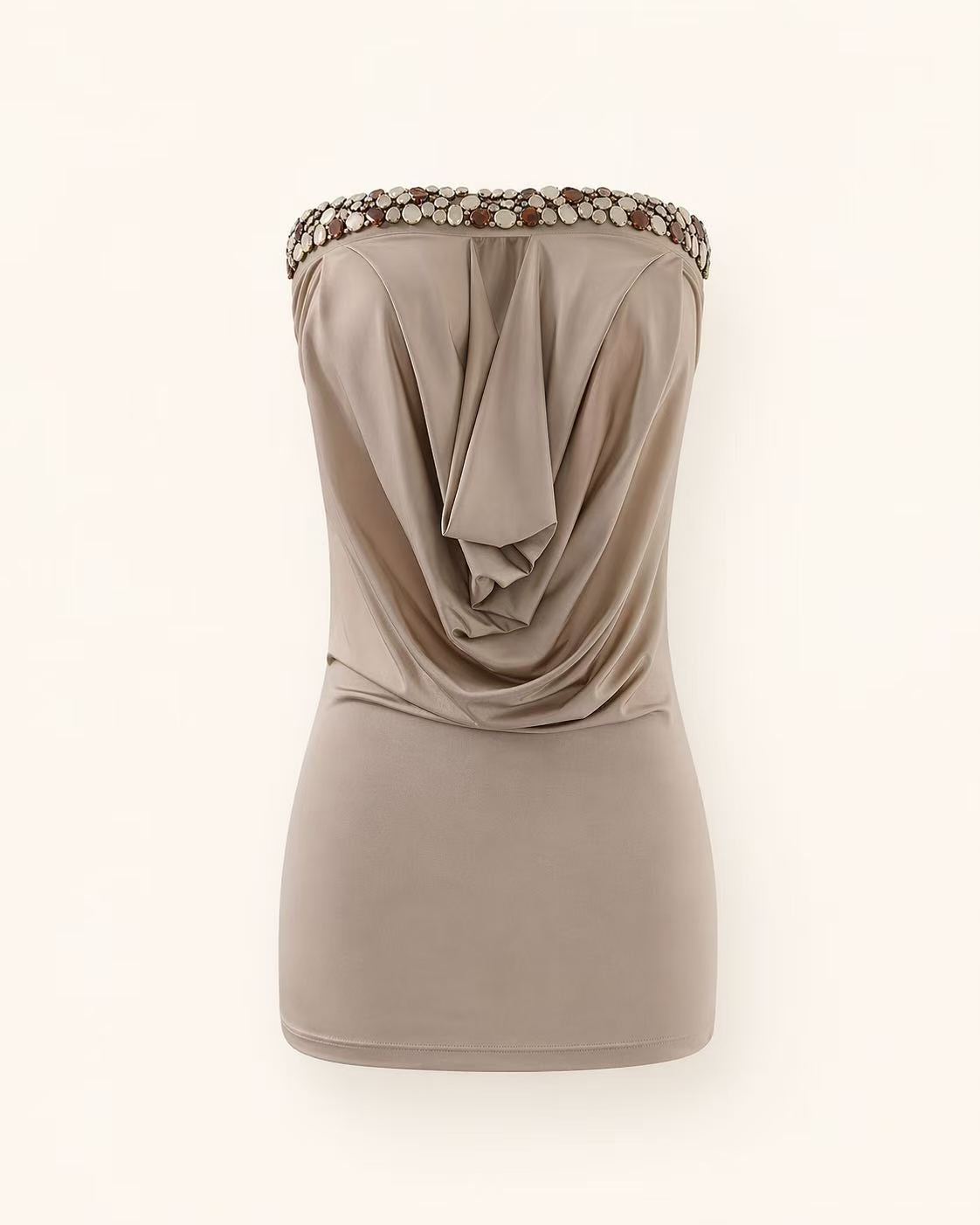 Aveline® Champagne Drape Strapless Mini Dress